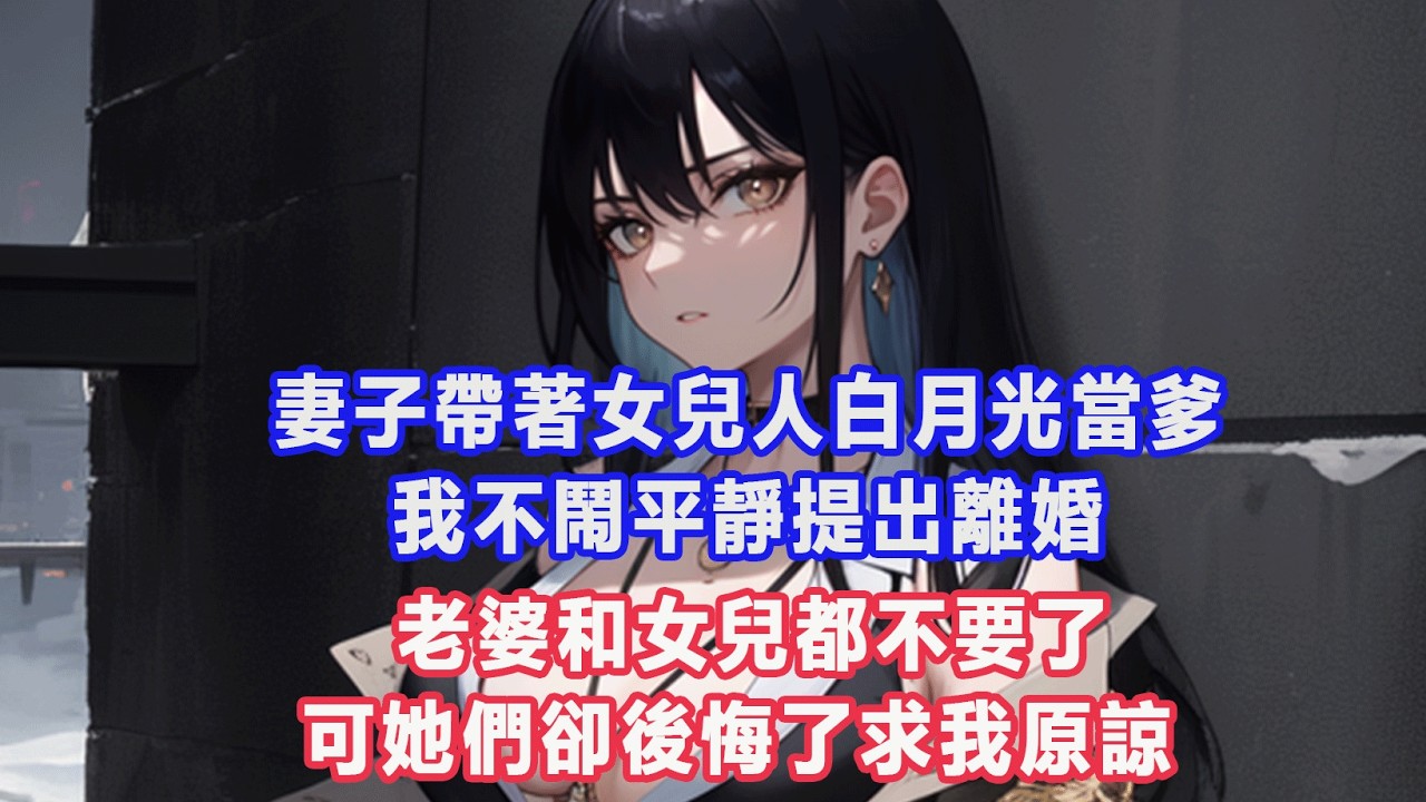妻子帶著女兒認白月光當爹，我不鬧平靜提出離婚，老婆和女兒都不要了，可她們卻後悔了求我原諒#出軌小說 #愛情故事 #白月光 #幸福人生#生活经验 #情感故事