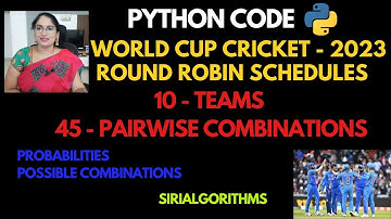 50. World cup -Cricket match combinations with python code -permutations, pairwise combinations