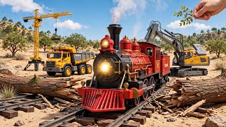 Toy Train STUCK in Storm! Excavator  Rescue Mission! | Construction Vehicles For Kids