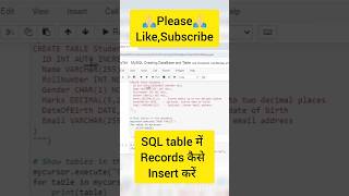 Inserting records into SQL table #machinelearning #python #education