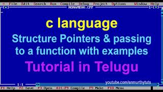 C Tutorial in Telugu - Structure Pointers & Passing to a Function