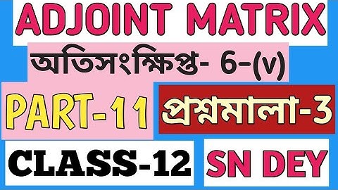 Adjoint and Orthogonal Matrix Class 12 SN Dey | Unit-3 | MATH vs MATH