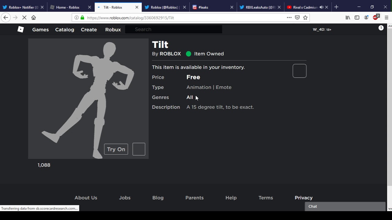 Tilt Emote On Roblox