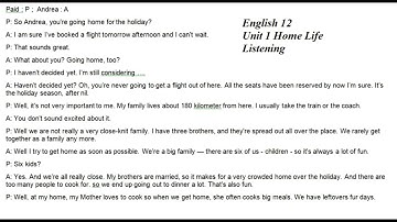 Tiếng Anh 12 Unit 1 Home life   Listening