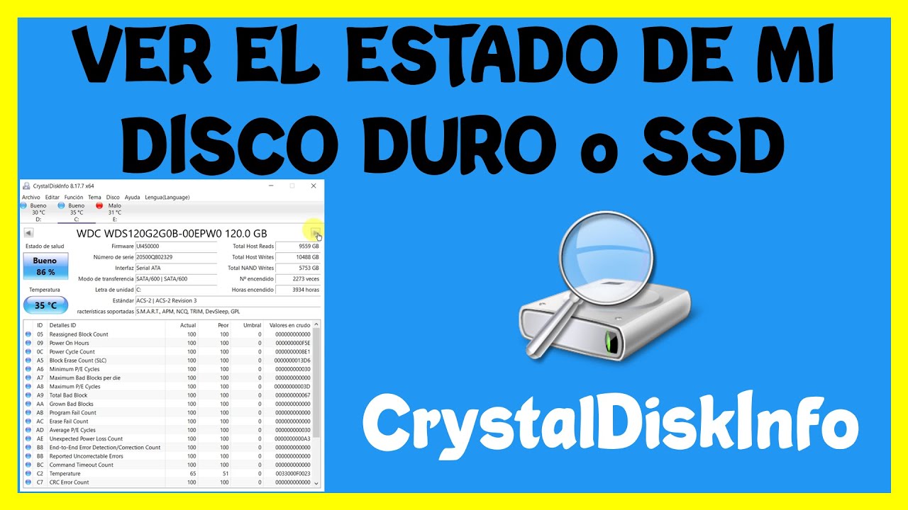 Como ver el estado de mi disco duro o ssd crystaldiskinfo youtube