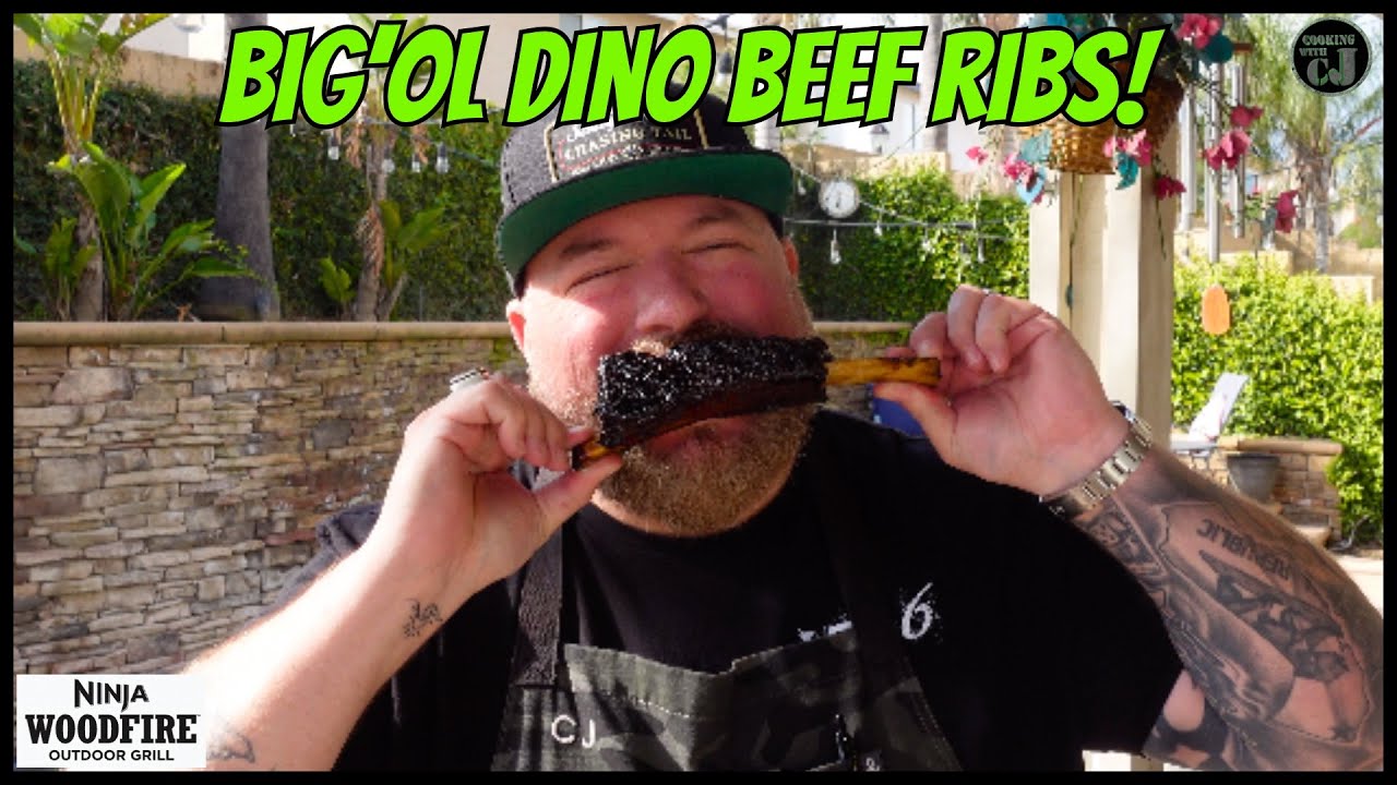 Ninja Woodfire Grill Giant Beef Short Ribs!  (Dino Ribs!)