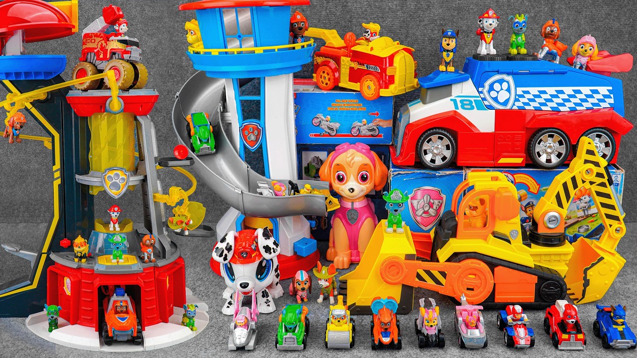 Unboxing Couple of Paw Patrol Lookout Tower Toys | Paw Patrol Mobile Pit Stop Toy| Bulldozer Vehicle