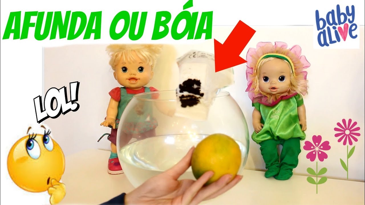 Baby Alive desafio Afunda ou Bóia com fralda de coco canal infantil ...