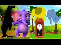 Hickory Dickory Dock 🐘 3 Elephants vs Penguin with Eye Friendly Effects and Split Screen