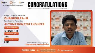 Congratulations Dhanush Raj R, for getting placed as a automation TEST ENGINEER
