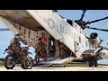 Skilled US Marine Biker Rides Into Gigantic CH-53 Cargo Bay In the Desert
