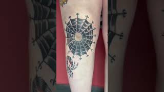 🕷 Spider Web Knee Tattoos By Stevie_tattoo #tattuba #shorts #tattooartist #tattoo #inked #spider