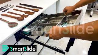 SmartSlide Stainless Cutlery Tray For Kitchen Drawer Modular Kitchen Basket