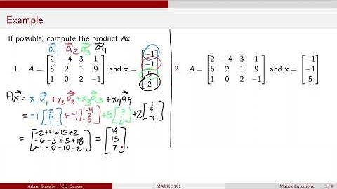 MATH 3191: Practice Examples with Matrix-Vector Multiplication