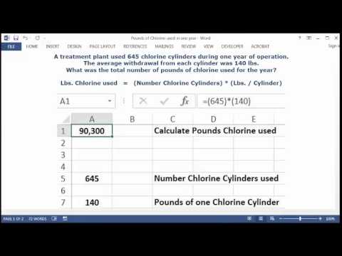 Calculate Pounds of Chlorine used in one year