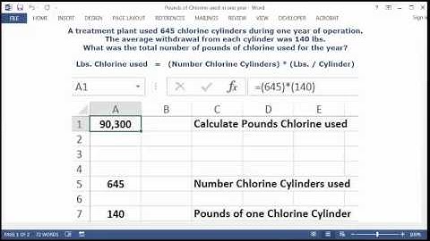 Calculate Pounds of Chlorine used in one year