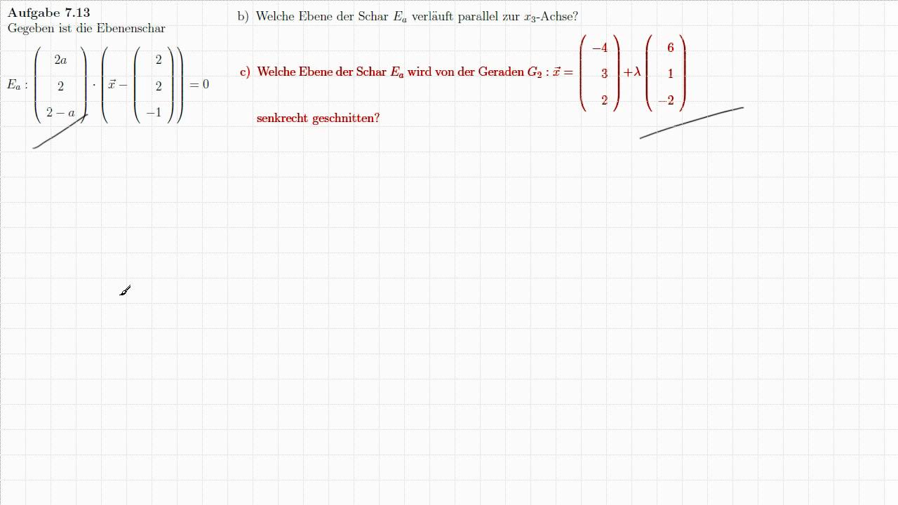 Lin Mathe 7.13b+c Mathe - Lin. Algebra - Lage zwischen Gerade und Ebene einer ...