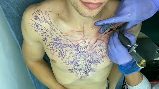 My First eagle tattoo on chest  • Time Lapse