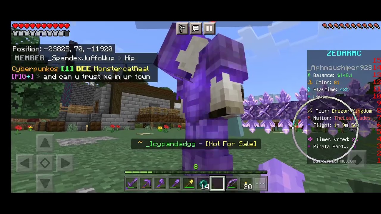 playing Minecraft with my friends on the [play.zedar.xyz] server YouTube