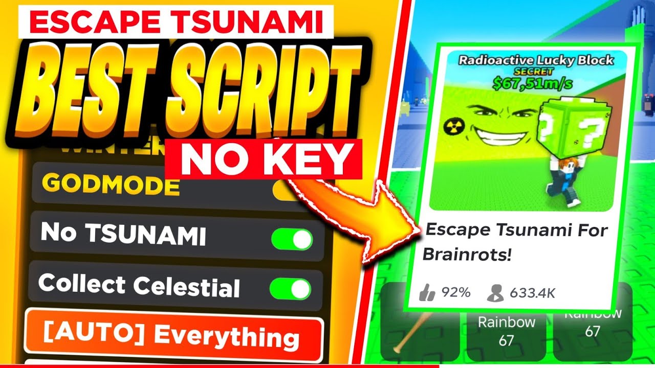 [🔥 NO KEY ] Escape Tsunami For Brainrots Script - GOD MODE | REMOVE TSUNAMI | AUTO FARM