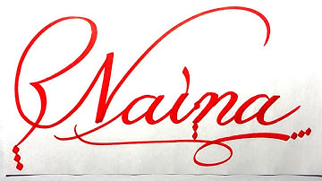 Naina Name Signature Calligraphy Status | How to write with Cut Maker  #calligraphy #cursive