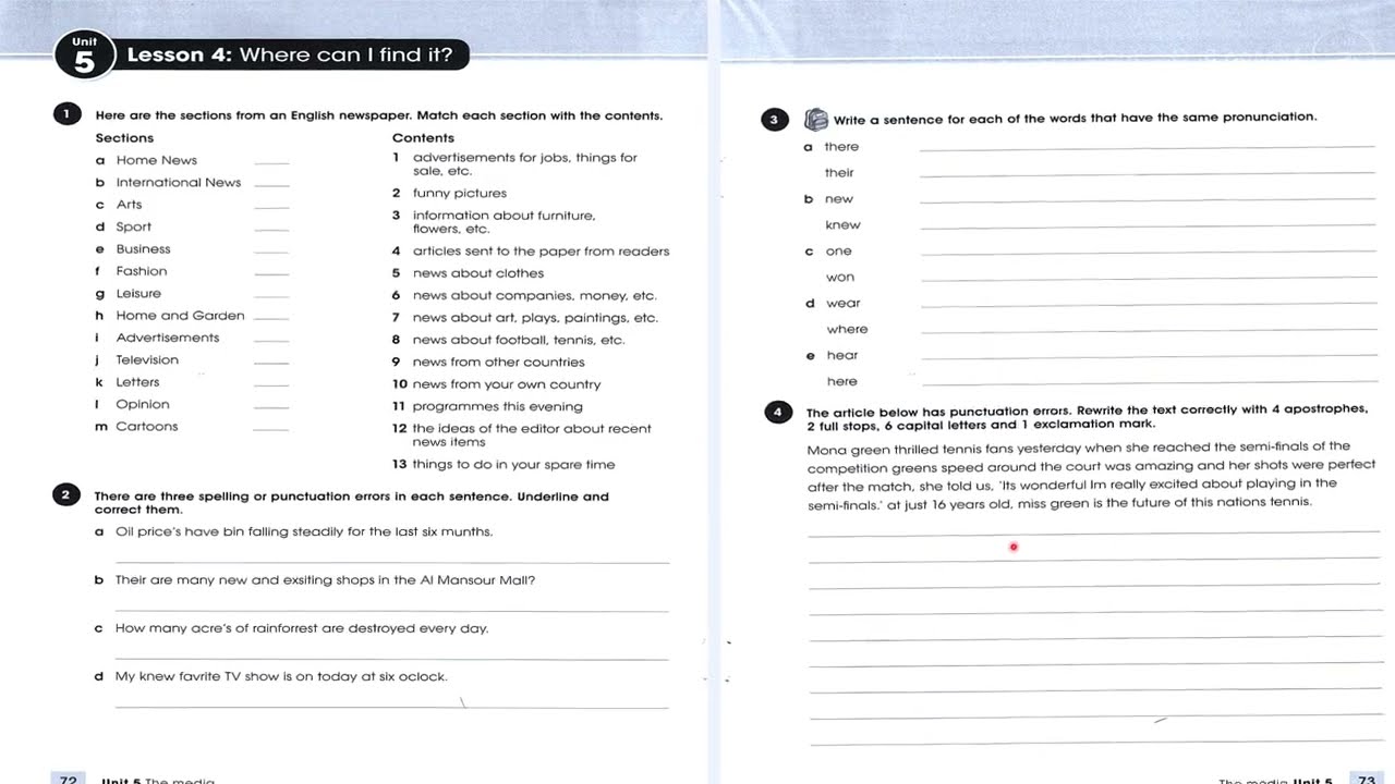 حل صفحة 72 و 73 نشاط انكليزي ثالث متوسط 2024