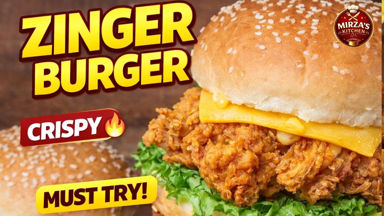 Crispy Zinger Burger Recipe 🍔 | Street Style Chicken Burger at Home | Mirza’s Kitchen