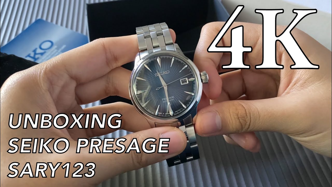 4K Unboxing Seiko Presage SARY123 Mechanical Cocktail Blue Moon Watch -  YouTube