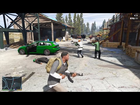 GTA 5 - Grove Street Sawmill Shootout + Ten Star Escape