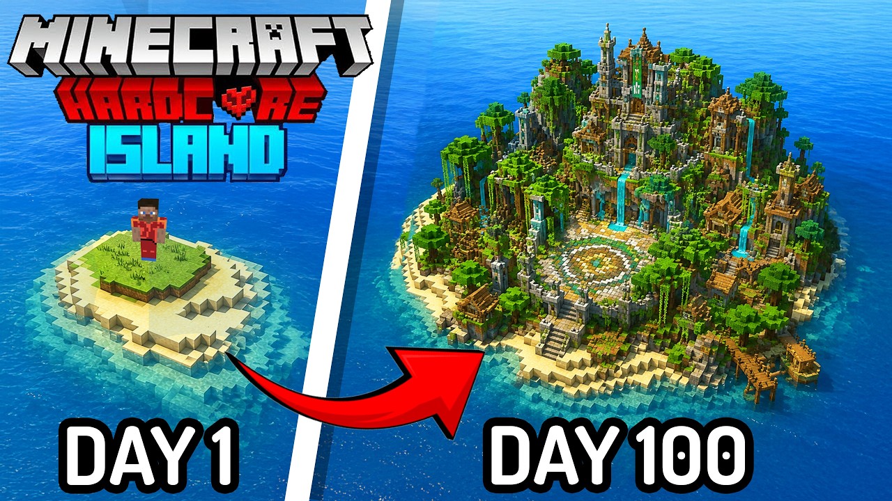I Survived 100 Days on a Tiny Island in Hardcore Minecraft! (Episode One)