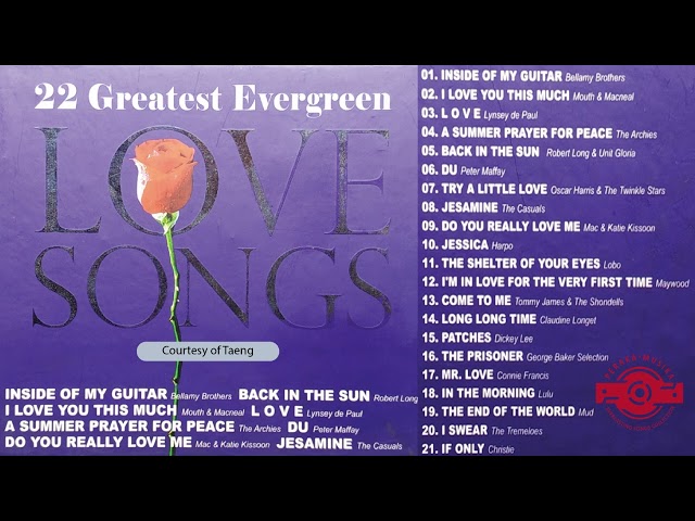 22 GREATEST EVERGREEN LOVE SONGS class=