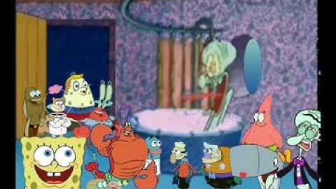 Everyone drops by Squidward