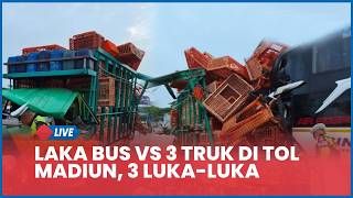 A pile-up involving a Sinar Jaya bus and three trucks resulted in a crush on the Nganjuk-Madiun t...