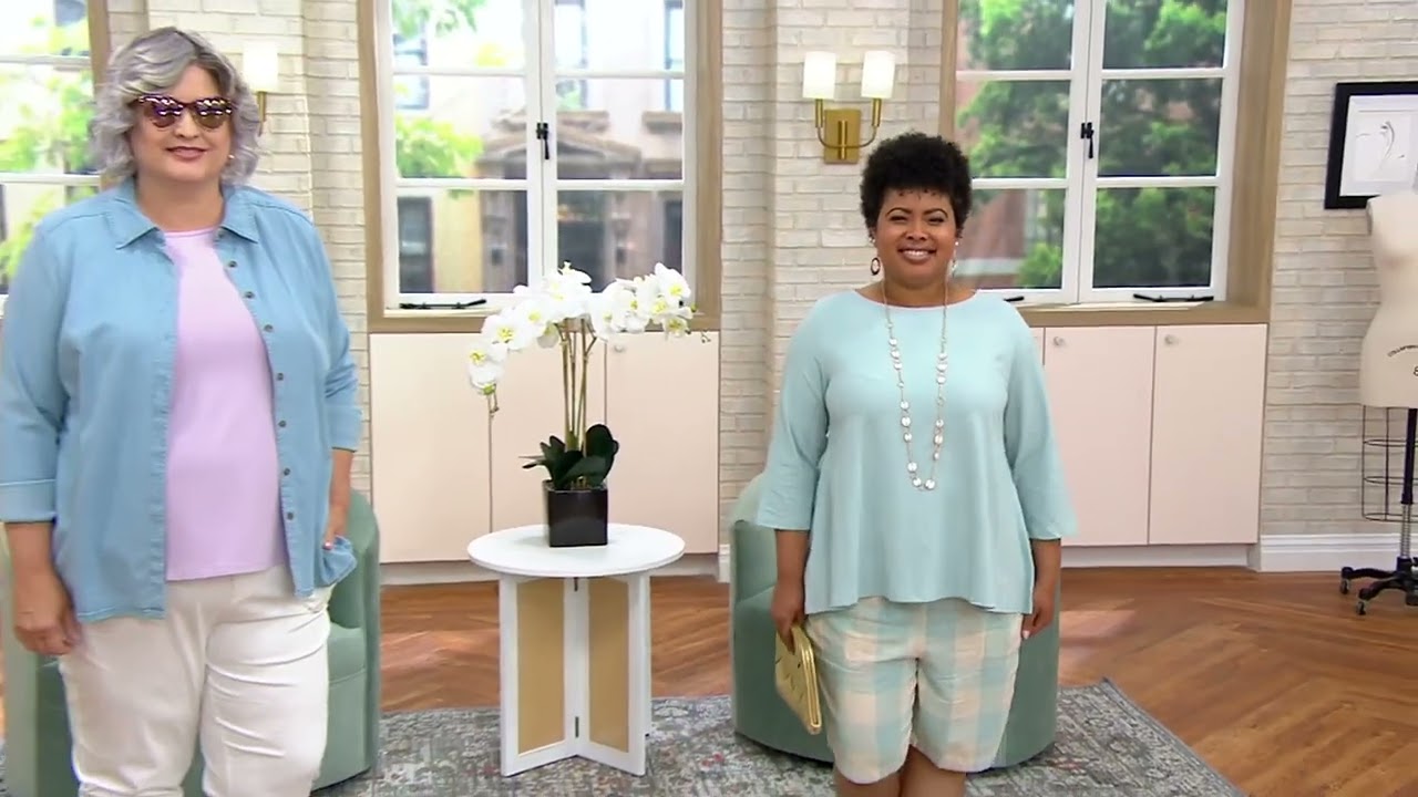 Denim & Co. Essentials Boatneck 3/4-Sleeve Swing Top on QVC