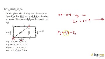In the given circuit diagram, the currents, `I_1=-0.3A,I_4=0.8A` and `I_5=0.4A`, are flowing as