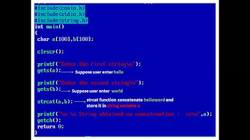 Program to concatenate Strings using strcat() Function