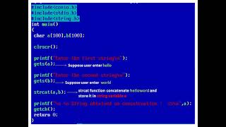 Program to concatenate Strings using strcat() Function
