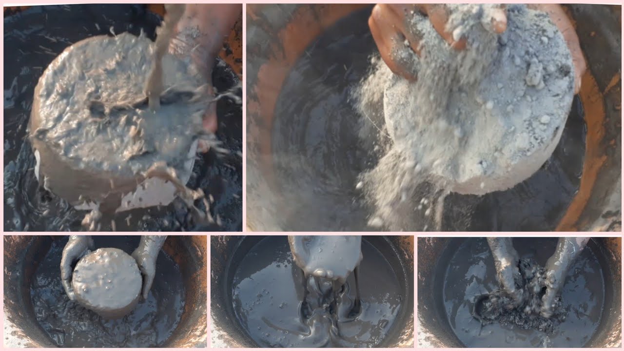 Dusty charcoal ash bowls crumbling in lots of💦|Dipping| Pouring and mixing