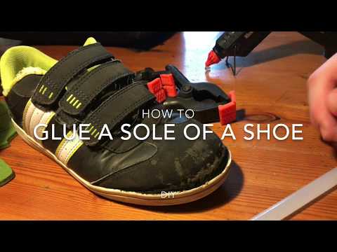 How to repair a shoe sole with hot glue glueing a shoe sole DIY