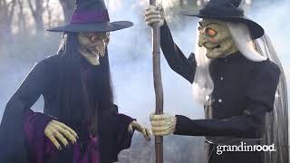 Deluxe Animated Brewing Witch Duo Grandin Road