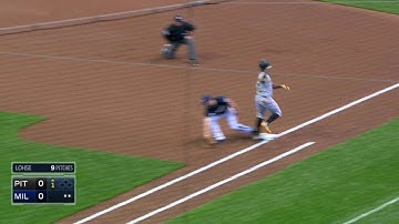 PIT@MIL: Ramirez makes backhand stop, fires to first