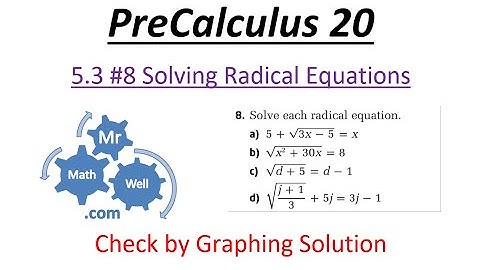 PC 20 5.3 #8 Solving Radical Equations -check by graphing