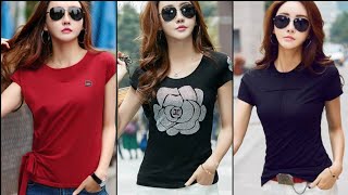 Summer Tops for Women || T-Shirt Short Sleeve Top Slim Fit Soft Women T-shirt #beautiful #fashion screenshot 4