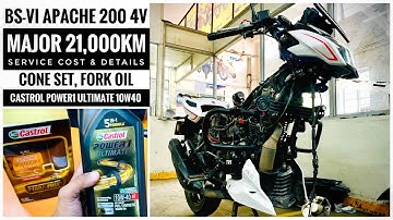 Apache 200 4V 21,000 Km MAJOR SERVICE | Cone Set, Fork Oil | Castrol Power1 in Apache 200 4v | ₹10k