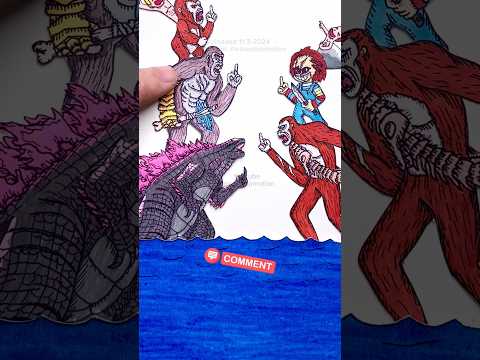 Surprise 9 | Godzilla x Kong: the new empire | Chucky, Shimo come #stopmotion #drawing #godzilla