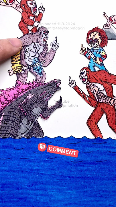 Surprise 9 | Godzilla x Kong: the new empire | Chucky, Shimo come #stopmotion #drawing #godzilla