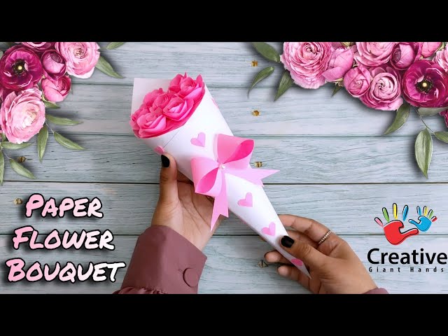 Paper Flower Bouquet — Handmade by Sara Kim  Paper flower bouquet diy,  Flower bouquet diy, Paper flower bouquet
