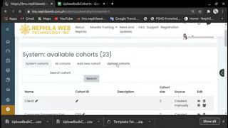 How to bulk upload cohorts in Moodle?