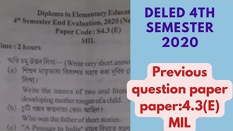 DElEd 4th semester//MIL Question paper 2020//paper 4.3(E)