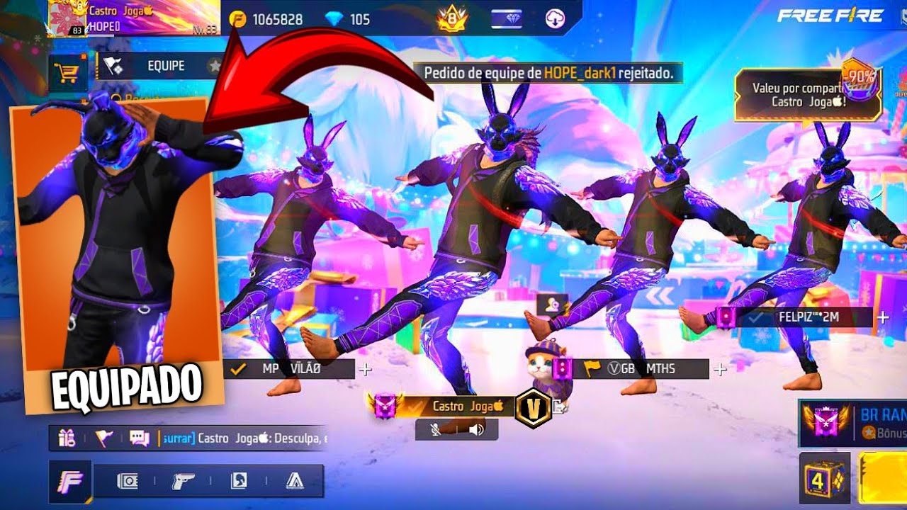 Entrei nos SQUADS ALEATÓRIOS com o NOVO conjunto ANGELICAL ROXO e IMPRESSIONEI todos no Free Fire!